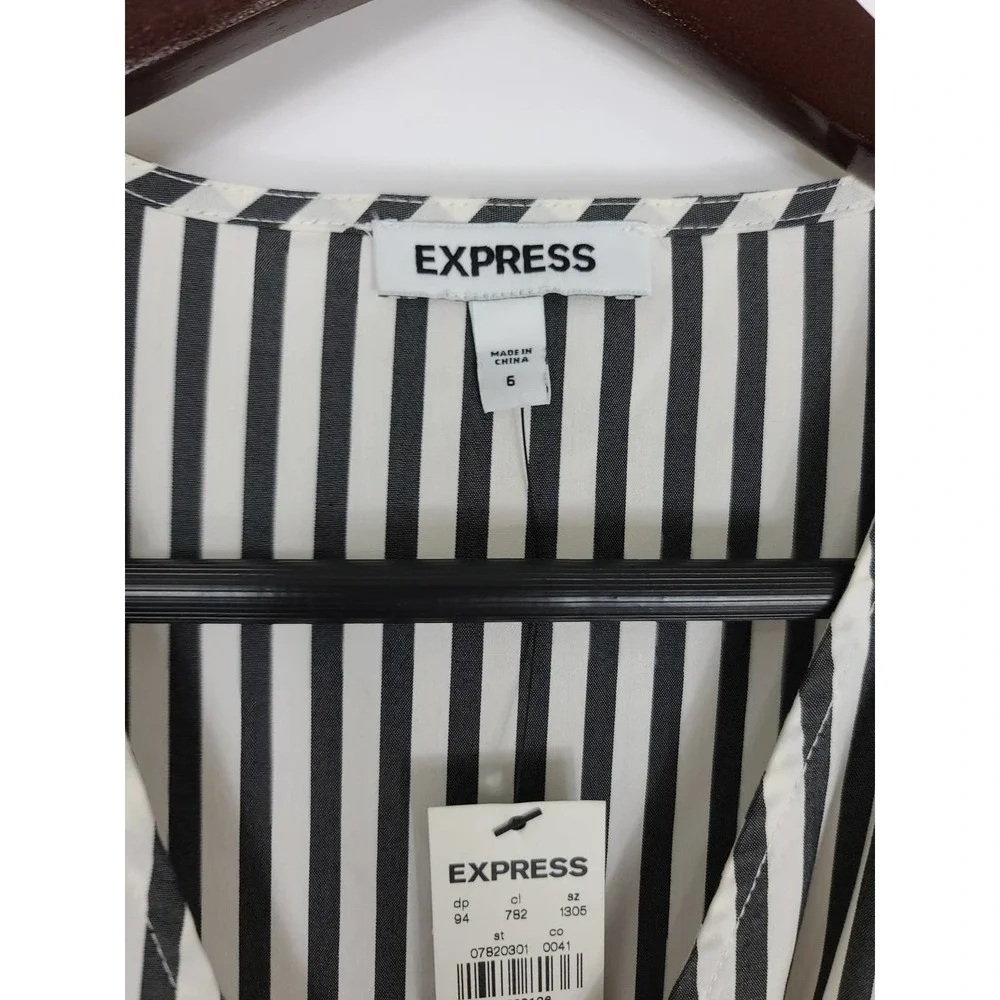 Express Surplice Tie Waist Ruffle Stripe Dress - Picture 3 of 4